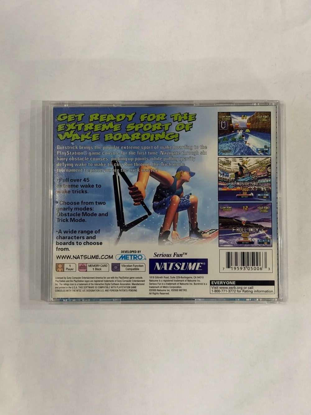 Burstrick Wake Boarding PS1 PlayStation Complete CIB Tested